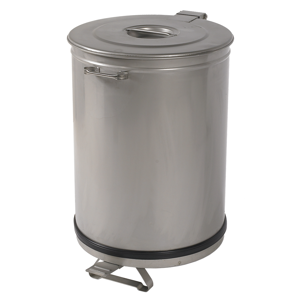 Abfalleimer Edelstahl mit Pedale 50L auf Räder